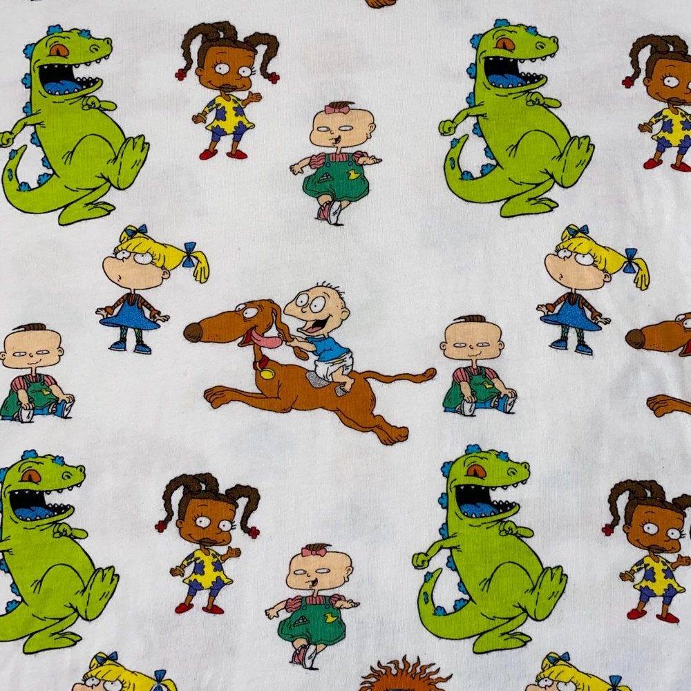 Rugrats Nickelodeon White Graphic All Over Cropped Crop Shirt 90s Womens Small - Picture 7 of 14